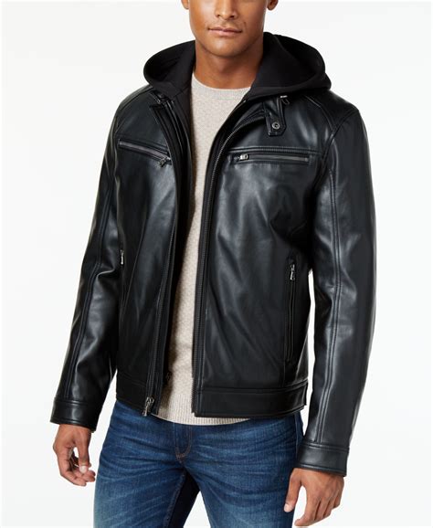 michael kors faux fur jacket mens|Michael Kors men's leather jacket.